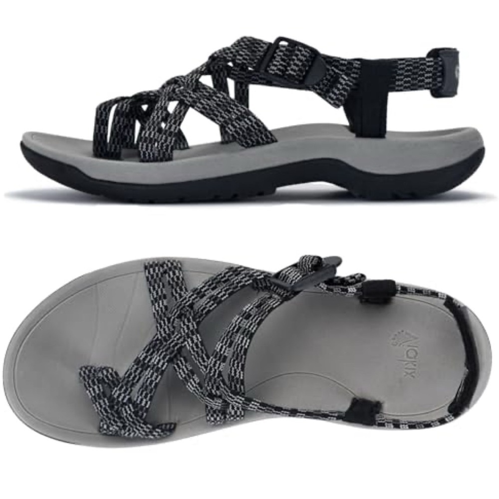 New Viakix Siena Sport Walking Hiking Adjustable Black Sandals Size 8